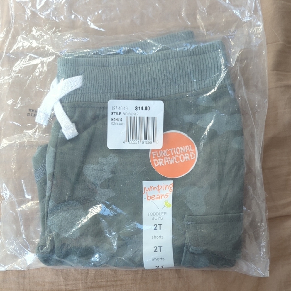 Jumping Beans Camouflage Pocket Shorts New In Bag- Camo Toddler Pants Drawstring